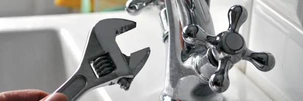 plumbing repair faucet and wrench